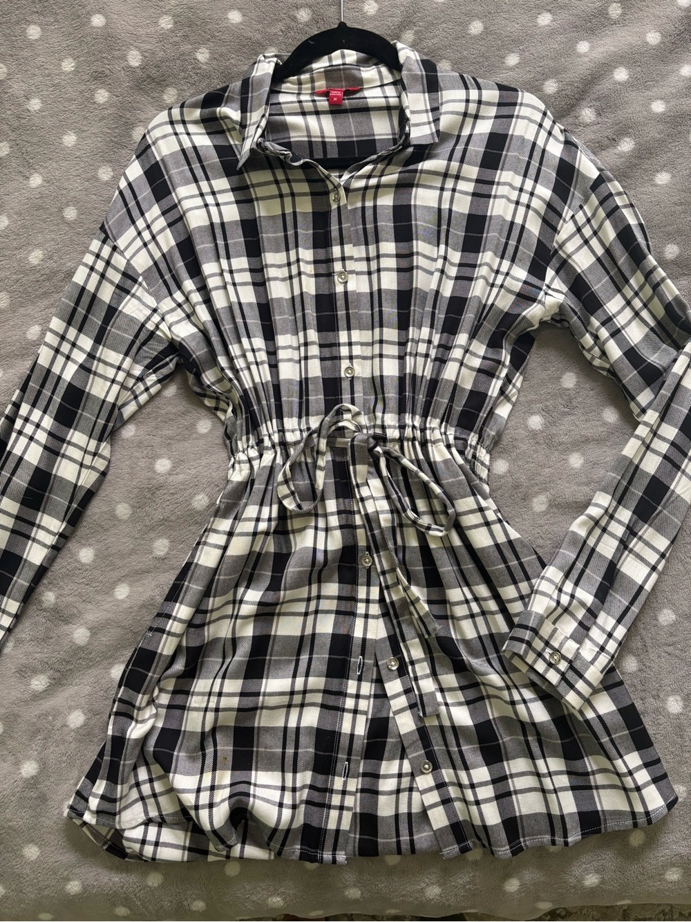 GUESS Plaid Shirt Dress | Size M | Adjustable Tie Waist